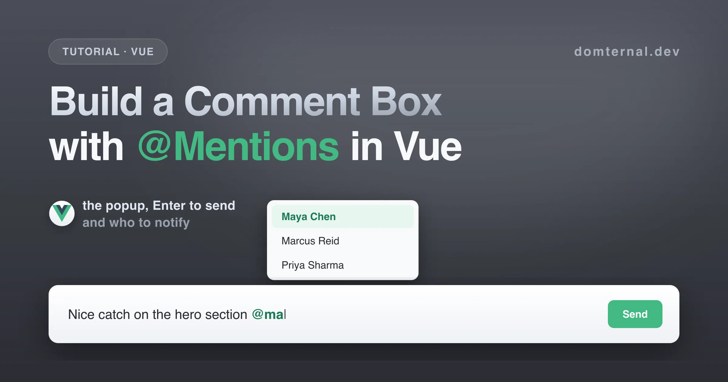 Build a comment box with @mentions in Vue, step by step
