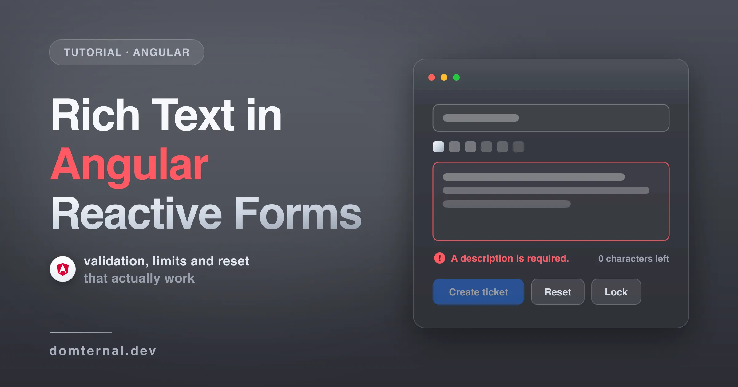 Rich text in Angular reactive forms, step by step