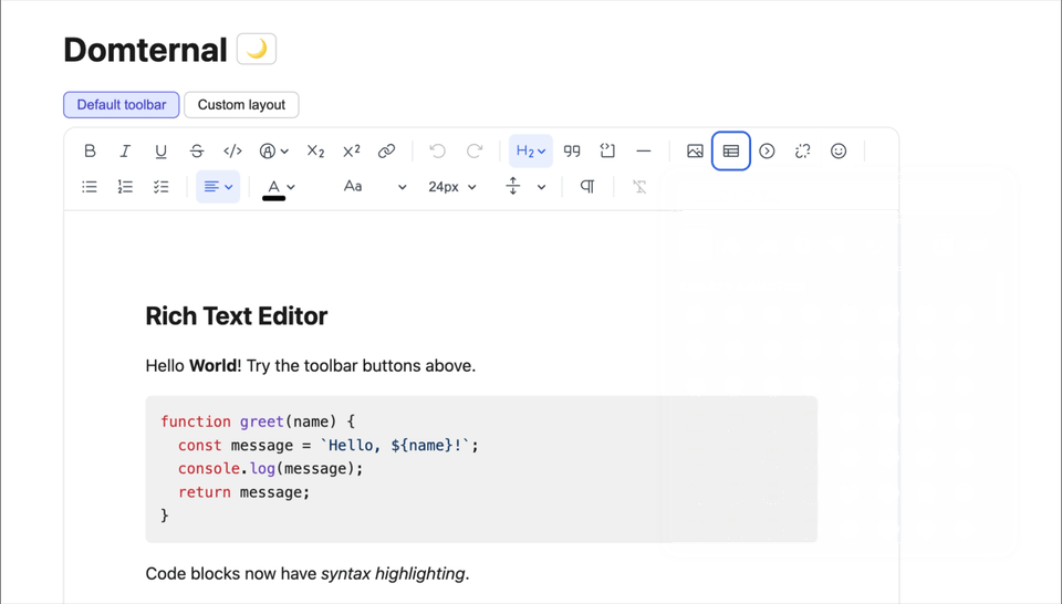 Arrow keys navigating the emoji grid, Enter selects an emoji