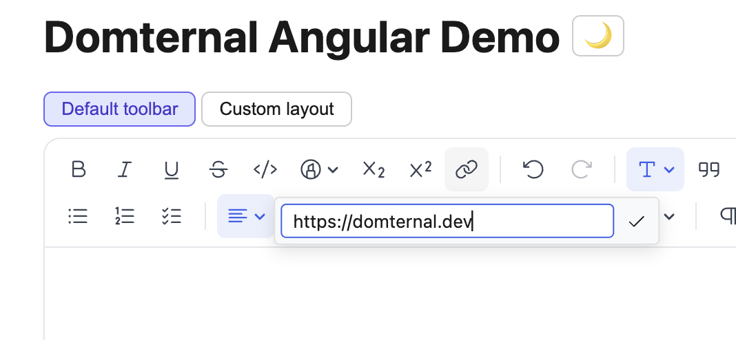 Link popover with URL input
