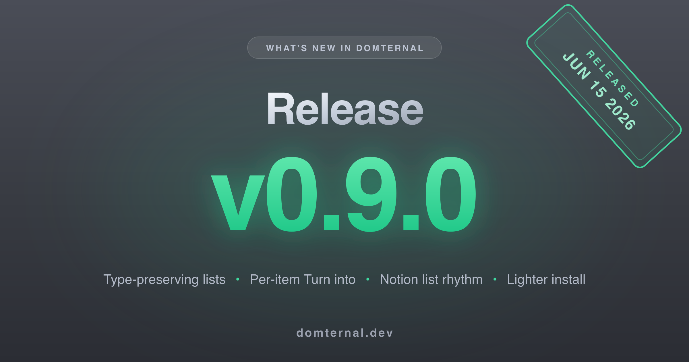 Domternal 0.9.0: Lists That Feel Like Notion